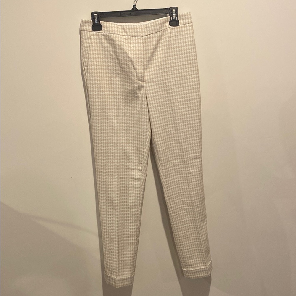 Ann Taylor Cream Houndstooth Trousers - Ankle length